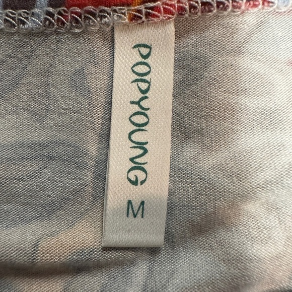 Popyoung Long Sleeve Tunic Handkerchief Hem Blue Medallion Design Women’s Sz M - Picture 6 of 8